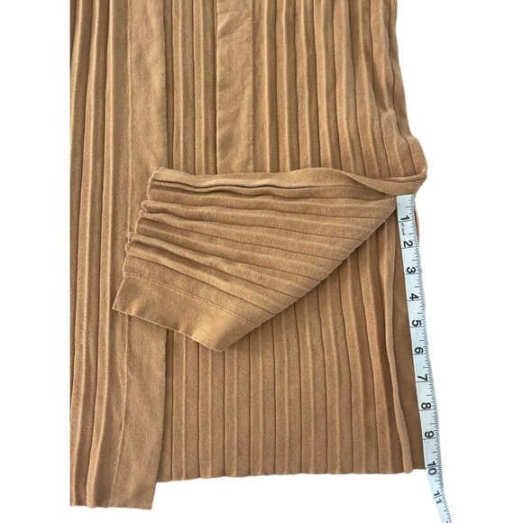Chicos Long Line Maxi Pleated Open Front Cardigan English Toffee Gold 0 S $109 - Picture 6 of 9